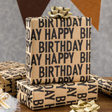 Birthday Wrapping Paper Rroll, Happy Birthday Kraft Gift Wrap For Boys Girls Men Women 17 In X 33 Ft