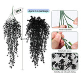 Black Artificial Hanging Flower Faux Hanging Plants Uv Resistant Indoor Plastic Leavse Flower Hang Ferns Artificial Plants Eucalyptus Faux Ivy Flowers Decor For Autumn Outdoor Room (Black)