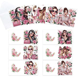 6 Pack 5D Diamond Painting Greeting Cards, Elegant Woman With Floral Design Diy Diamond Art Cards With Envelopes, Handmade Rhinestone Birthday Wedding Thank You Cards For Adults