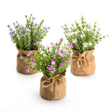 Babys Breath Artificial Flowers In Small Burlap Bag Vases 3Pcs -Gypsophila Faux Flowers Farmhouse Home Coffee Table Bookshelf Office Desk Decorations Kitchen Dining Room Fake Plants Indoor