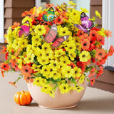 20 Bundles Artificial Flowers For Outdoors? With 6 Faux Butterflies, Uv Resistant And No Fade, ?Fake Flowers For Garden Patio Porch Home Decor (Orange Yellow)