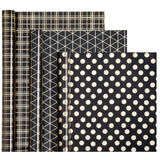 Black & Gold Geometric Wrapping Paper - 3 Rolls, 17" X 120" Each - Perfect For Multiple Occasions