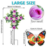 Artificial Cemetery Flowers,Set Of 2 Faux Floral Cross,Artificial Rose Bouquet Decoration For Cemetery Headstones Gravesites,Silk Flowers For Long-Lasting Remembrance (Purple)
