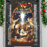 Christmas Door Cover Decorations,Jesus Nativity Scene Christmas Fabric Door Decoration Porch Sign Holy Night Outdoor Religious Front Door Banner Winter Holiday New Year Xmas Office Home Party Supplies