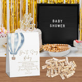 Travel Baby Shower Games, Don'T Say Baby Game For Baby Shower (One Sign With 50 Mini Clothespins), Blue Hot Air Balloon Theme Baby Shower Decorations, Gender Reveal Game-Dsbb25