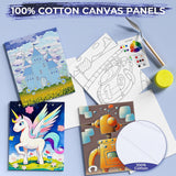34Pcs Kids Painting Set With Pattern Canvas, Art Painting Supplies Kit With 12 Acrylic Paints,10 Brushes,6 Canvas Panels,Table Easel,Paper Pad,Color Wheel,Palette For Beginner Students