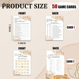 Fall Floral Bridal Shower Games - Who Knows Bride Best, What Did The Groom Say, Bridal Bingo, Word Scramble - 50 Pcs Engagement Party Favors, Autumn Wedding Game Card For Reception -02