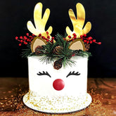Christmas Cake Topper Decorations With Reindeer Eyelashes Ears For Merry Christmas Happy New Year Theme Decoration Supplies