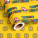 Happy Birthday Wrapping Paper Roll - Game Birthday Gift Wrap Paper For Gamer Boys Girls Kids - Total 28.5 Sq.Ft
