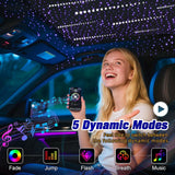 12W Twinkle & Meteor 2 In 1 Rgbw Starlight Headliner Kit, 450Pcs Of(0.03+0.04+0.06In)*9.8Ft+96Pcs Shooting Star Kit For Car Roof/Home Ceiling With Bluetooth App/Remote Control/Music Effect
