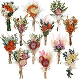 12 Pack Boho Dried Flower Bouquet Mini Wedding Handmade Dry Flowers Decor For Vase Crafts Diy Photo Boutonniere For Men Floral Plant For Bridesmaid Gift Birthday Decor(African Daisy)