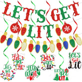 Let'S Get Lit Christmas Banner & Decorations - Friendsmas & Litmas Party Pack