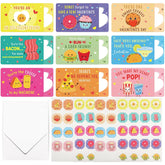 Valentines Day Cards For Kids Classroom, 36 Pcs Funny Food Exchange School Set With Stickers, Cute Snack Dessert Valentine Day Card Gifts For Kids Class Party Supplies