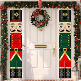 Nutcracker Christmas Banner Decorations, Solider Christmas Porch Sign Xmas Hanging Banner For Wall Front Outside Door Indoor Yard Home Holiday Party Porch Garden Decor