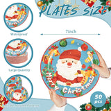 50Pcs Merry Christmas Paper Plates - 7Inch Blue Dessert Plates For Cake Fruit Salad Pizza Disposable Decoration Supplies For Christmas Birthday Wedding Party