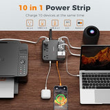 Surge Protector Power Strip 6 Outlets 4 USB Ports 2 USB C 5FT Flat Plug Extension Cord 2100J Black