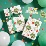 Frog Birthday Wrapping Paper Roll - Mini Roll - 17 Inch X 16.5 Feet - Happy Birthday And Cute Frog Wrapping Paper Perfect For Kids Boy Girl, Baby Shower