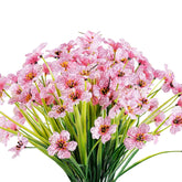 12 Bundles Artificial Flowers Outdoor Uv Resistant Fake Flowers No Fade Faux Plastic Plants Garden Porch Window Box Decorating (Pink)