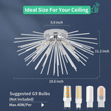 Sputnik Flush Mount Ceiling Light Fixture, 6-Light Chrome Firework Ceiling Lights, 19.6" Modern Chandeliers Close To Ceiling Lamp For Bedroom Kitchen Hallway Entryway, G9 Socket