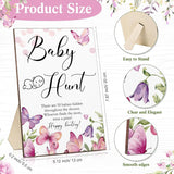 51 Pieces Baby Shower Games Include Wooden Hunt Sign 50 Mini Plastic Baby Shower Games Gender Reveal Party Favors Prizes For Game(Butterfly Style)