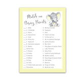 Gender Neutral Baby Shower Game — Cartoon Parent Match Game — Pack Of 25 — Yellow Elephant Baby Shower Game, Match Famous Cartoon Parents Fun Shower Activity, Star Kids Match Game Sku G521-Dpm