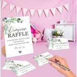 Greenery Baby Shower Diaper Raffle, Pack Of 1 Wooden Tabletop Sign With Stand And 50 Diaper Raffle Tickets, Green Baby Shower Game, Gender Reveal Party Decorations - Eh10