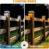 4 Pack Solar Post Cap Lights 16 LED Waterproof Fence Deck Lights for 4x4 Posts