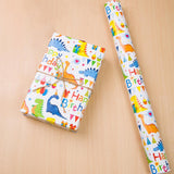 Dinosaur Birthday Wrapping Paper Roll - Mini Roll - 17 Inches X 50 Feet - Happy Birthday Wrapping Paper Kids Wrapping Paper Rolls Boy Dinosaur Gift Wrap Paper Dinosaur Party Favor Happy Bday Wrap