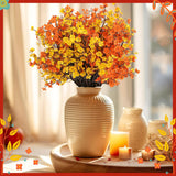 21 Pcs Fall Decor Baby’S Breath Artificial Flowers Bulk Orange And Yellow Real Touch Silk Flowers For Wedding Centerpiece, Thanksgiving, Halloween, Home Decoration