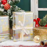 Christmas Wrapping Paper, Reversible Silver Gold Leaf Sled Design Gift Wrapping Paper Suitable For Christmas, Mini Roll (17 Inch X 32.8 Feet)