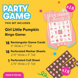 Big Dot of Happiness Pink Little Pumpkin - Picture Bingo Cards and Markers - Fall Baby Shower Shaped Bingo Game - Set of 18
