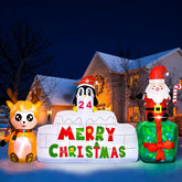 10 Ft Christmas Inflatables Outdoor Decorations Countdown Xmas Blow Up Yard Decorations, Reindeer Santa Inflatables Buil