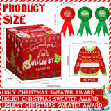 67 Pcs Christmas Ugly Sweater Game Sets With Ugly Sweater Contest Ballot Box, 60 Voting Cards, 3 Games Award Sashes, 3 Xmas Party Award Medal Badges For Christmas Holiday Party Decorations
