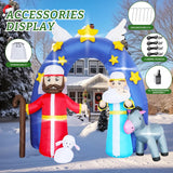 9Ft H Christmas Inflatable Nativity Scene Archway With Build-In Led Lights, Huge Blow Up Christmas Inflatable Outdoor De