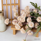5Pcs Beige Faux Silk Mums Artificial Flowers, Bulk Fake Small Mini Chrysanthemums With Stems For Diy Champagne Wedding Centerpieces Floral Arrangements Vase Fillers Home Decorations
