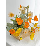 Poppy Artificial Flowers And Eucalyptus Stems, Fake Orange And Yellow Champagne Flowers, Silk Flowers Arrangement For Wedding Party Farmhouse Home Office Table Centerpieces Decoration