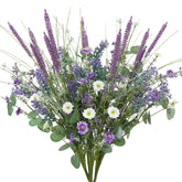 19.6" Fake Lavender Flowers Artificial Purple 5Pcs Faux Florals Plastic Flowers With Daisies Bulk Bush Spring Summer For Garden Porch Table Centerpieces Home Kitchen Wedding Decorations