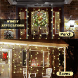 8 Modes Christmas Curtain String Lights With Snowflake And Star, Usb Plug In Wall Lights Christmas Decorations Indoor, X
