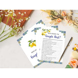 Blue Tiles And Lemons Who Knows The Couple Best Game For 30 Guests With Game Cards, Lemons Bridal Shower Game, Modern Bridal Shower Decorations, Wedding Shower Or Bachelorette Party Supplies - 02