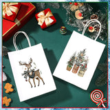 24 Pack Modern Rustic Christmas Gift Bags With Handle Boho Watercolor Christmas Small Paper Gift Wrapping Bags For Xmas, Winter Weddings, Birthdays