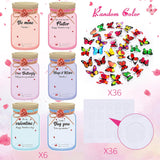 36 Pieces Valentines Day Cards Jars Valentines Exchange Cards Funny Greeting Gift With Insect Bugs Figures For Party Supplies(Butterfly)