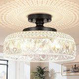 3 Light Globe Glass Ceiling Light Black Semi Flush Mount Modern Vintage Fixture