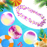 50 Counts Hawaiian Leis Necklace Tropical Flower Leis For Luau Party Artificial Flowers Neck Loop For Decoration Beach Birthday Wedding Dance Garland Headbands (Purple)