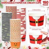 100 Pieces Christmas Party Snack Cups Xmas Disposable Ice Cream Cups Merry Christmas Disposable Paper Dessert Soup Bowls For Hot Or Cold Food, Christmas Party Decorations Supplies, 8 Oz