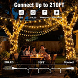 70FT Warm White LED String Lights Outdoor Waterproof Connectable Transparent Wire Christmas Tree Lights for Indoor Outdoor Holiday Party Decor