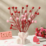 20 Pcs Valentine'S Day Floral Heart Picks And Sprays Artificial Valentines Day Decorations Valentine Vase Filler Ornaments For Gifts Wedding Home Tabletop Decor