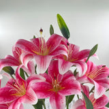 12 Artifical Lily Flowers With 9 Heads Full Bloom Lily & 3 Buds, Long Stem Artificial Stargazer Lilies, Faux Tiger Bouquets For Home Hotel Office Party Decor Table Centerpieces?Dark Pink