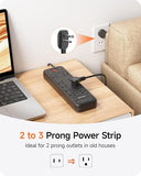 2 Prong Power Strip 10 Outlets 4 USB Ports 1700J 6FT Flat Plug Black