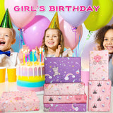 Wrapping Paper Girls Birthday Wrapping Paper Sheets,Purple Castle Pink Gift Wrapping Paper Set Gift Wrap Birthday Paper(6 Sheets 28" Lx20 W Per Sheet)