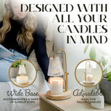 Adjustable Wood Candle Warmer Lamp For Jar Candles – Large Round Base, Dimmable Electric Candle Melter With Timer, Flameless Candle Heating Lamp With 4 Halogen Light Bulbs